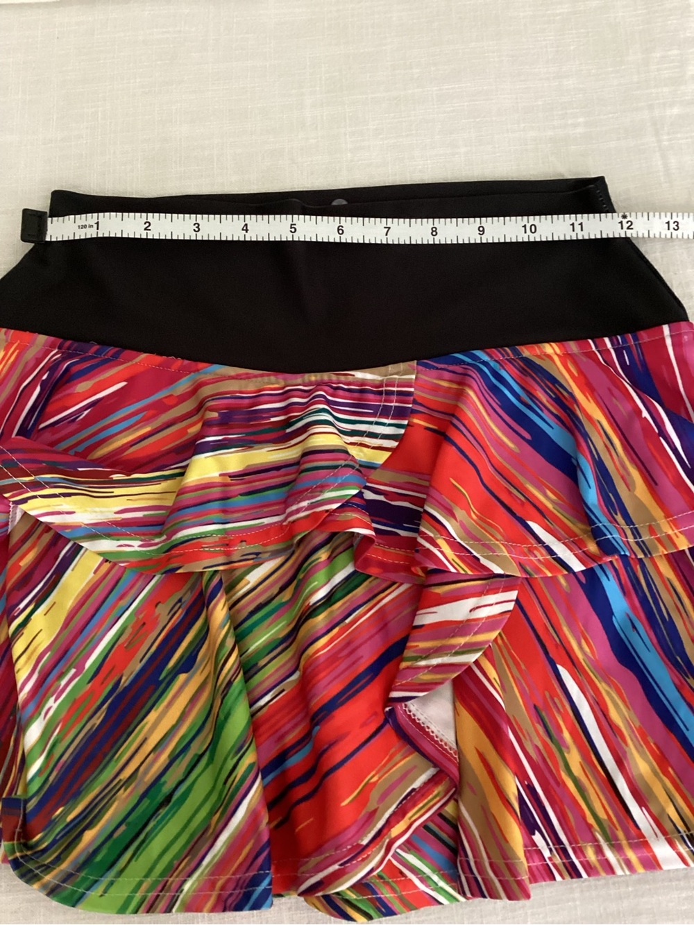 Faye+Florie Pammy Tennis Skirt Small Tiered Ruffle Multicolor Diagonal Stripe - Picture 11 of 13